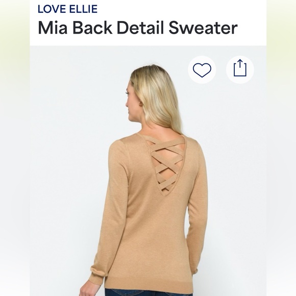 Love Ellie V-Neck Sweater in Tan - Picture 3 of 8
